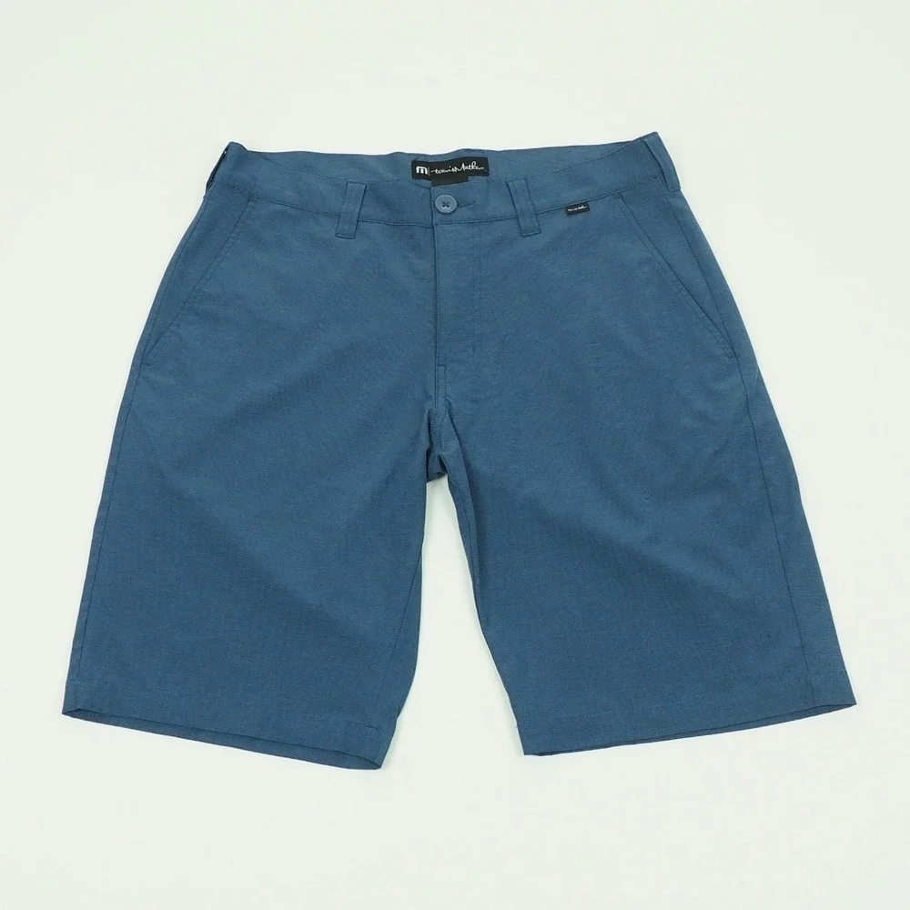 Travis Mathew Beck Chino Golf Shorts Mens 30 Blue Flat Performance Tech Blend